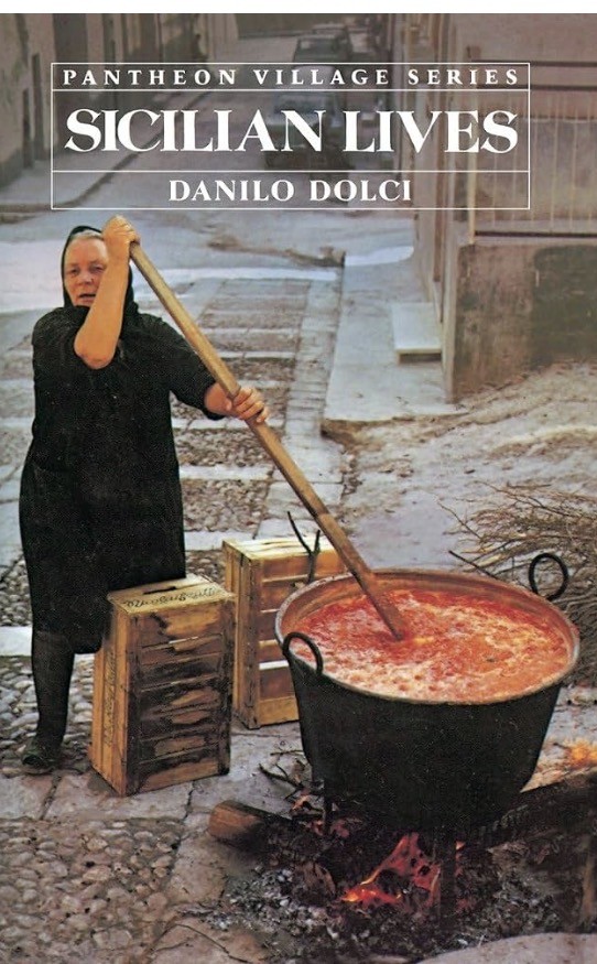 Sicilian Lives book cover showing traditional outdoor cooking